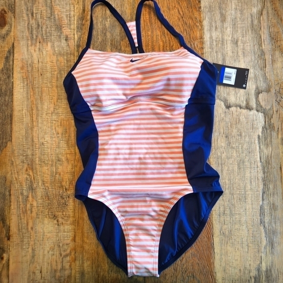 New Nike Blue Stripe One piece racer back - Picture 1 of 6